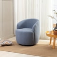 thumbnail image 1 of Teddy Fleece Fabric Swivel Accent Armchair with Wide Upholstered, Modern Leisure Barrel Chair with Black Powder Coating Metal Base, Single Sofa Armchair for Living Room, Bedroom, Balcont, Light Blue, 1 of 9