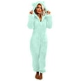 thumbnail image 1 of Teddy Fleece Onesies for Women Ladies Warm Fluffy Pyjamas Hooded Onesie Teddy Pajamas Winter Plush Hooded Flannel One Piece Jumpsuit Playsuit Sleepwear Loungewear Rompe Size 8-22, 1 of 4