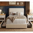thumbnail image 1 of Teddy Fleece Upholstered Bed Frame with 2 Storage Drawers, Height Adjustable Cloud Headboard, Soft Platform Bed, Modern Style, No Box Spring Required, Cream, 1 of 7