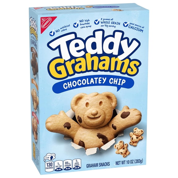 Teddy Grahams Chocolatey Chip Graham Snacks, 10 oz Box, Bite-Size Bear-Shaped Cookies