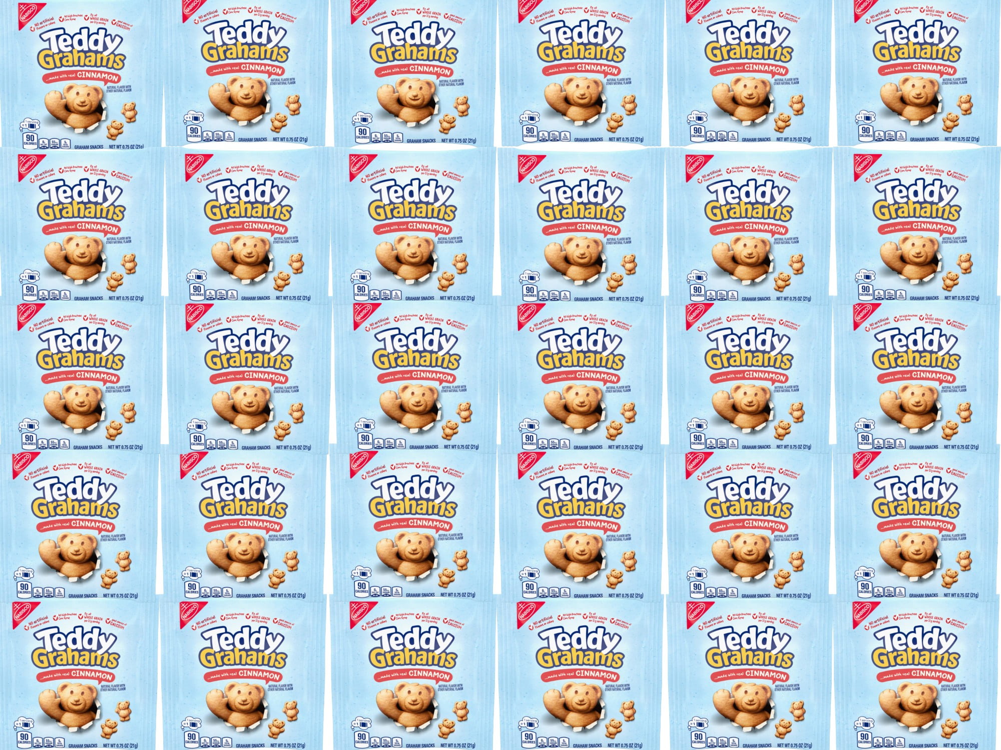 Teddy Grahams Cinnamon Graham Snacks  0.75 Oz, Pack of 30, Bundled By Shoppyway