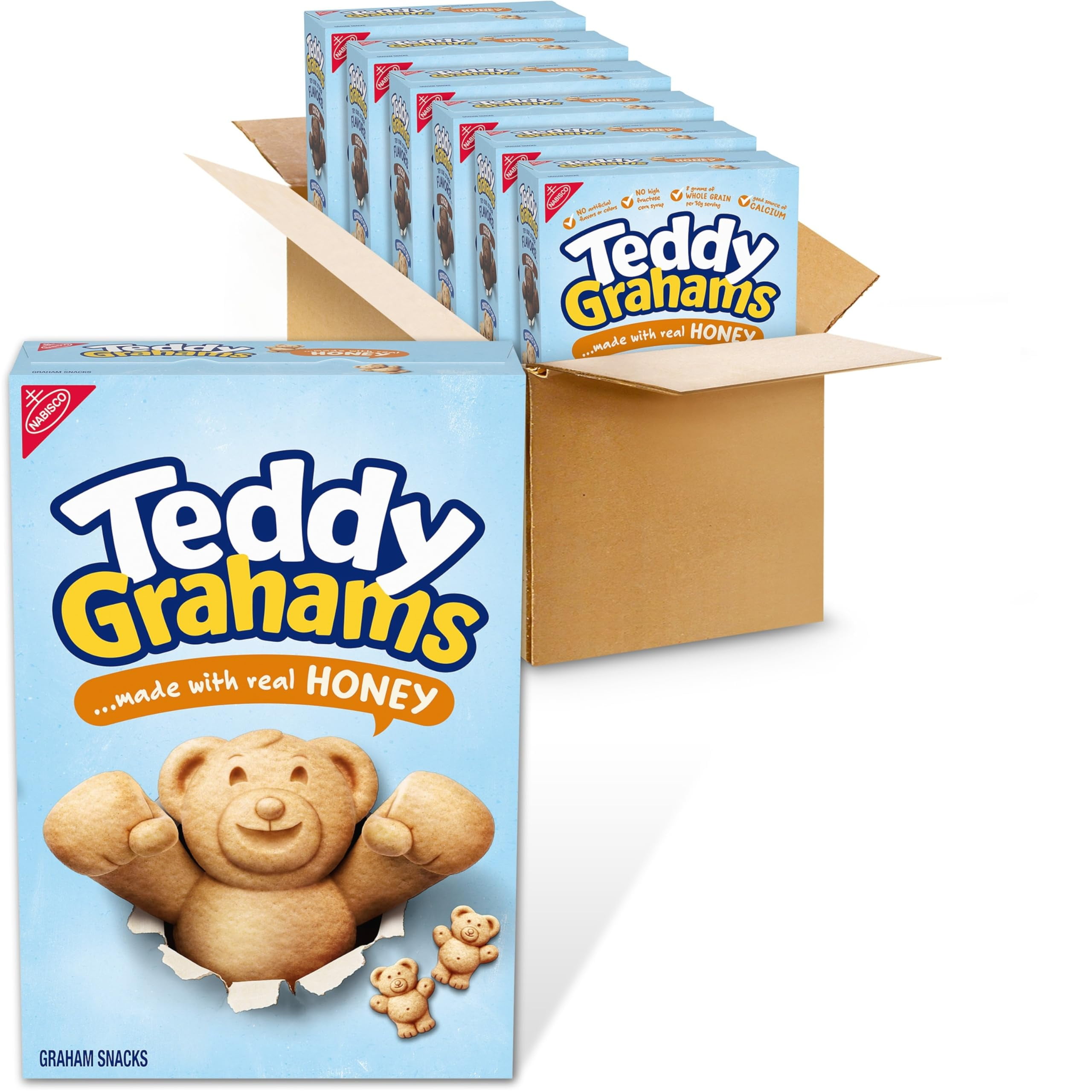 TEDDY GRAHAMS Honey Graham DMF15 Snacks, Bulk Kids Snacks, 6 - 10 oz Boxes