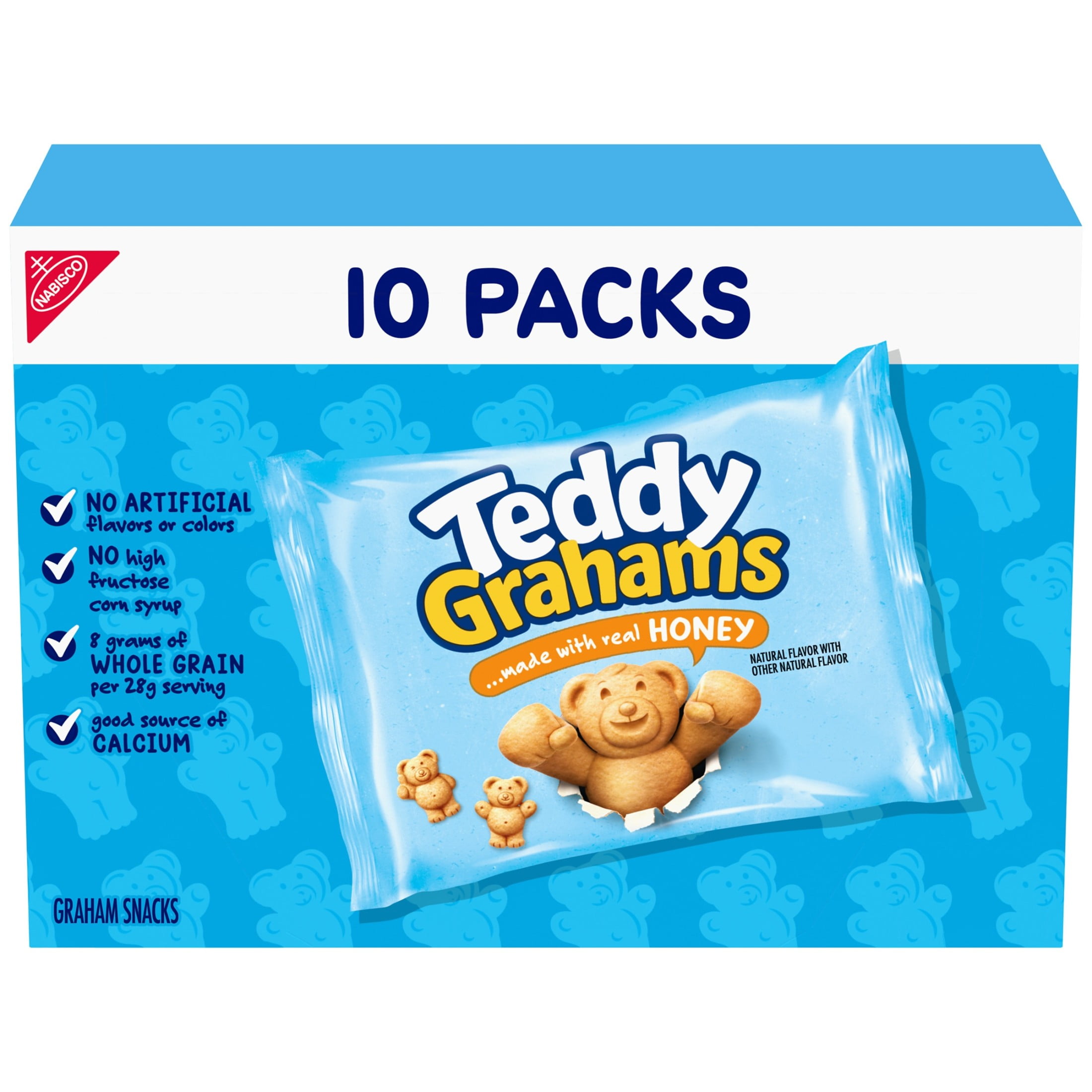 TEDDY GRAHAMS Honey Graham Snacks, 10 Kids Snack Packs