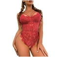 thumbnail image 1 of Teddy Lingerie for Women Floral Lace Bodysuit One Piece Babydoll Deep V Teddy Sexy Lace Bodysuit, 1 of 6