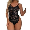 thumbnail image 1 of Teddy Lingerie for Women Floral Lace Bodysuit One Piece Babydoll Deep V Teddy Sexy Lace Bodysuit, 1 of 6