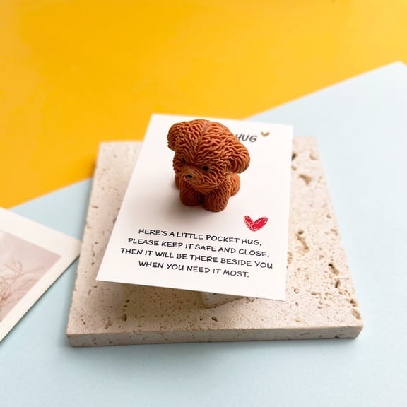 Teddy Resin Pocket Card,Cute Small Doggy Decorative Gift Card With Greeting Card,Compact Durable Design Fits Pockets Wallets Desk Drawers,Perfect For Birthdays Holidays Appreciation Gifts-B
