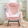 thumbnail image 1 of Teddy Rocker Glider Chair with High Backrest and Adjustable Headrest Pink, 1 of 5