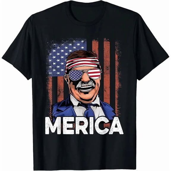 Teddy Roosevelt T Shirt 4th of July USA Flag Shirt Merica T-Shirt