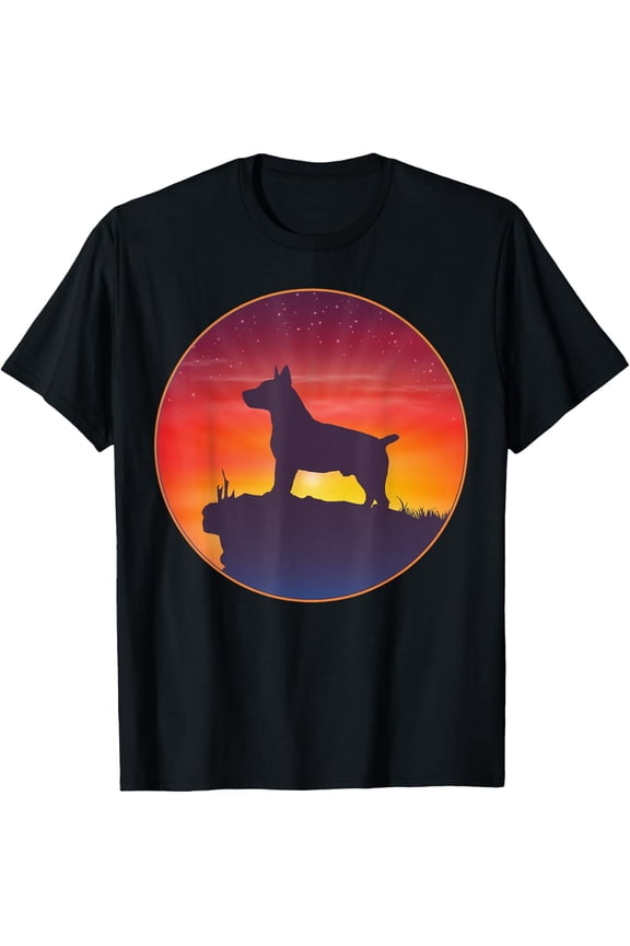 Teddy Roosevelt Terrier Dog Sunset T-Shirt men and women can wear,black,white,creative gift