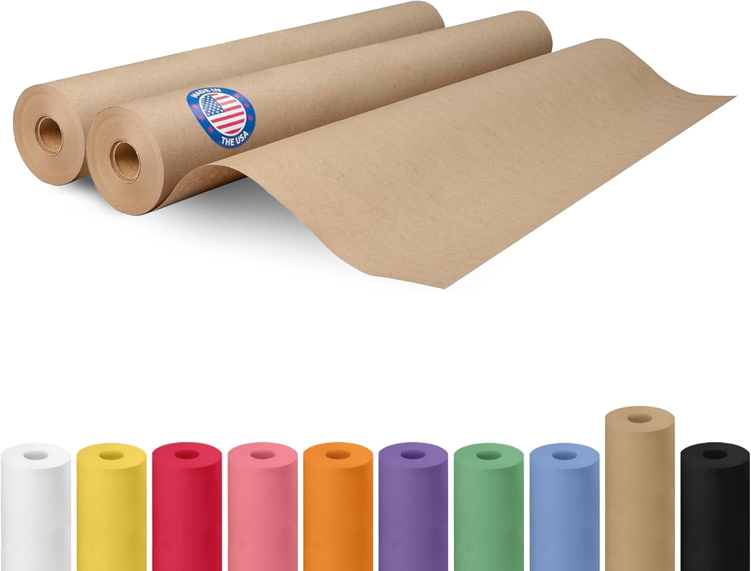 Teddy Run 2 Rolls Kraft Paper Roll 18" x 900" (75') - Heavy Duty 50 lb Brown Kraft Paper for Gift Wrapping, Packing, Shipping, Moving, Floor & Table Covering, Bulletin Board Craft Art (Brown)
