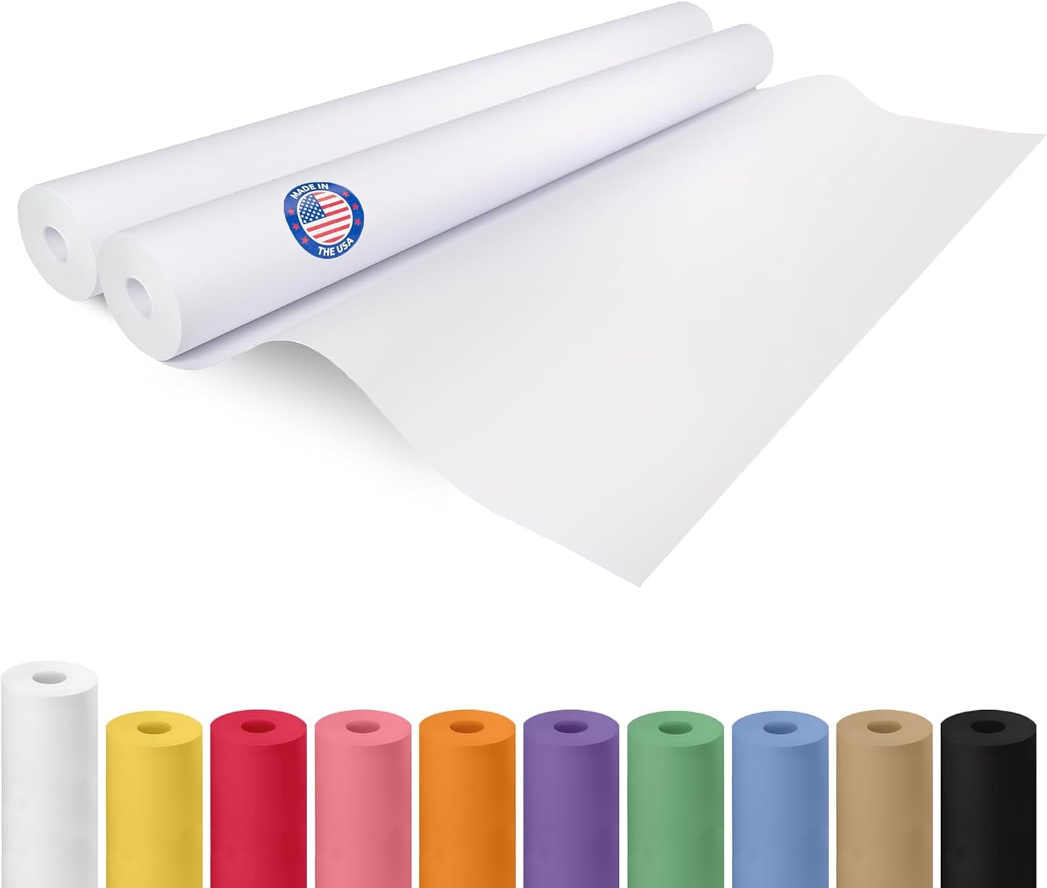 Teddy Run 2 Rolls Kraft Paper Roll 18" x 900" (75') - Heavy Duty 50 lb Brown Kraft Paper for Gift Wrapping, Packing, Shipping, Moving, Floor & Table Covering, Bulletin Board Craft Art (White)