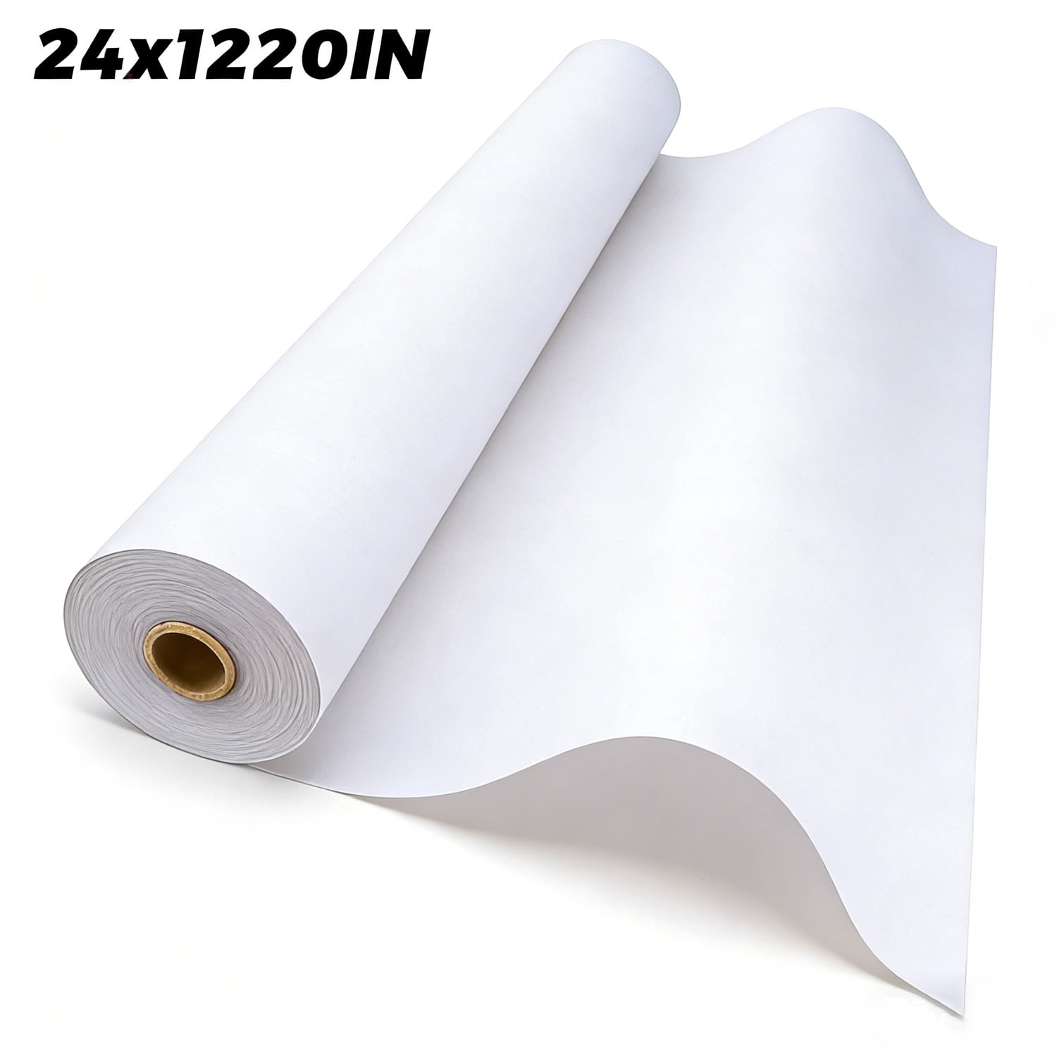 Teddy Run Jumbo Kraft Paper Roll - White - 24" x 1220" (102') - Suitable for Packing - Moving - Shipping - Crafts - Wall Art - Bulletin Boards - Floor Covering - Table Runner