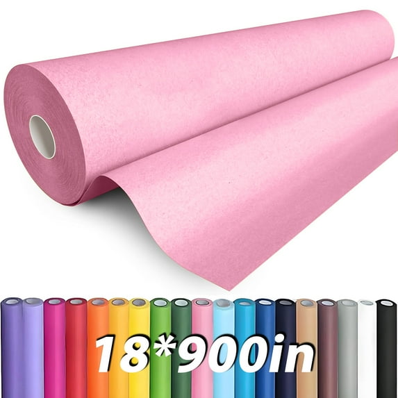 Teddy Run Kraft Paper Roll 18" x 900" for Gift Wrapping Bulletin Board Craft Art Bouquet Flower Packing Moving Shipping Floor Covering Table 80GSM (Pink)