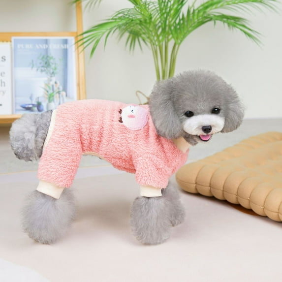 Teddy Sheep Four-legged Velvet Warm Dog Cat Clothes Than Bear Fight Small Dog Pet Clothes pink M
