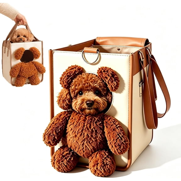 Teddy-Style Pet Carrier – 2-in-1 Multifunctional Pet Handbag with Viewing Window and Head-Out Design; Portable Tote Suitable for Puppies, Kittens, Bichons, Poodles, and Daily Walks (Size M)