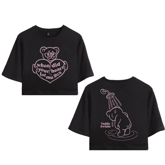 Teddy Swims Merch Broken Heart Crop Top T-shirt Suits Fashion Girls Women Short Sleeve Graphic Tees