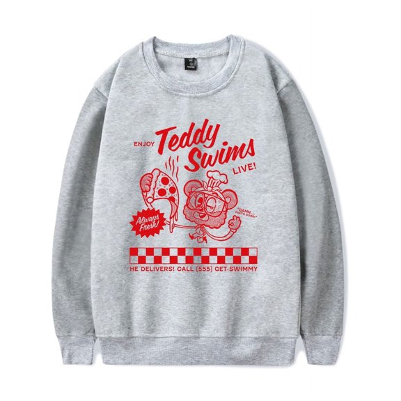 Teddy Swims Merch Sweatshirt Swimmy Pizza Hoodie Long-sleeve Fashion Unisex Men Women Tracksuit Pullover Coat