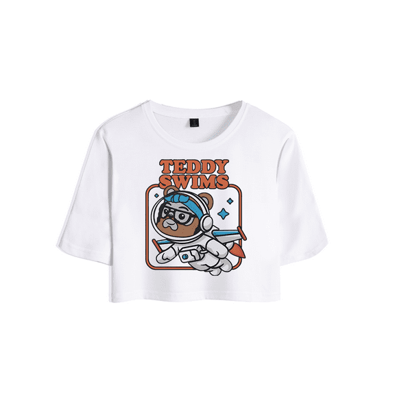 Teddy Swims Merch Swimmy Astronaut Crop Top T-shirt Suits Girls Women Short Sleeve Graphic Tees