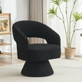 thumbnail image 1 of Teddy Swivel Accent Chair, Modern Round Barrel Chair with Swivel Base and Wooden Frame for Adult, 25.6 Inch Upholstered Armrest Chair for Living Room, Bedroom and Apartment, Black, 1 of 9