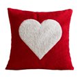 thumbnail image 1 of Teddy Velvet Heart Embroidered Throw Pillow Cover - 18X18 Inch Square Pillowcase For Valentine's Day, Home Decor, Sofa, Bed, Couch - Soft Fuzzy Decorative Pillow Shell For Living, 1 of 4