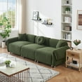 thumbnail image 1 of Teddy Velvet Sofa, Sofa Couch with 3 pillows, Three-Person Sofa, Easy Maintaining and Good Resilience for Living Room and Office, Green, 1 of 6