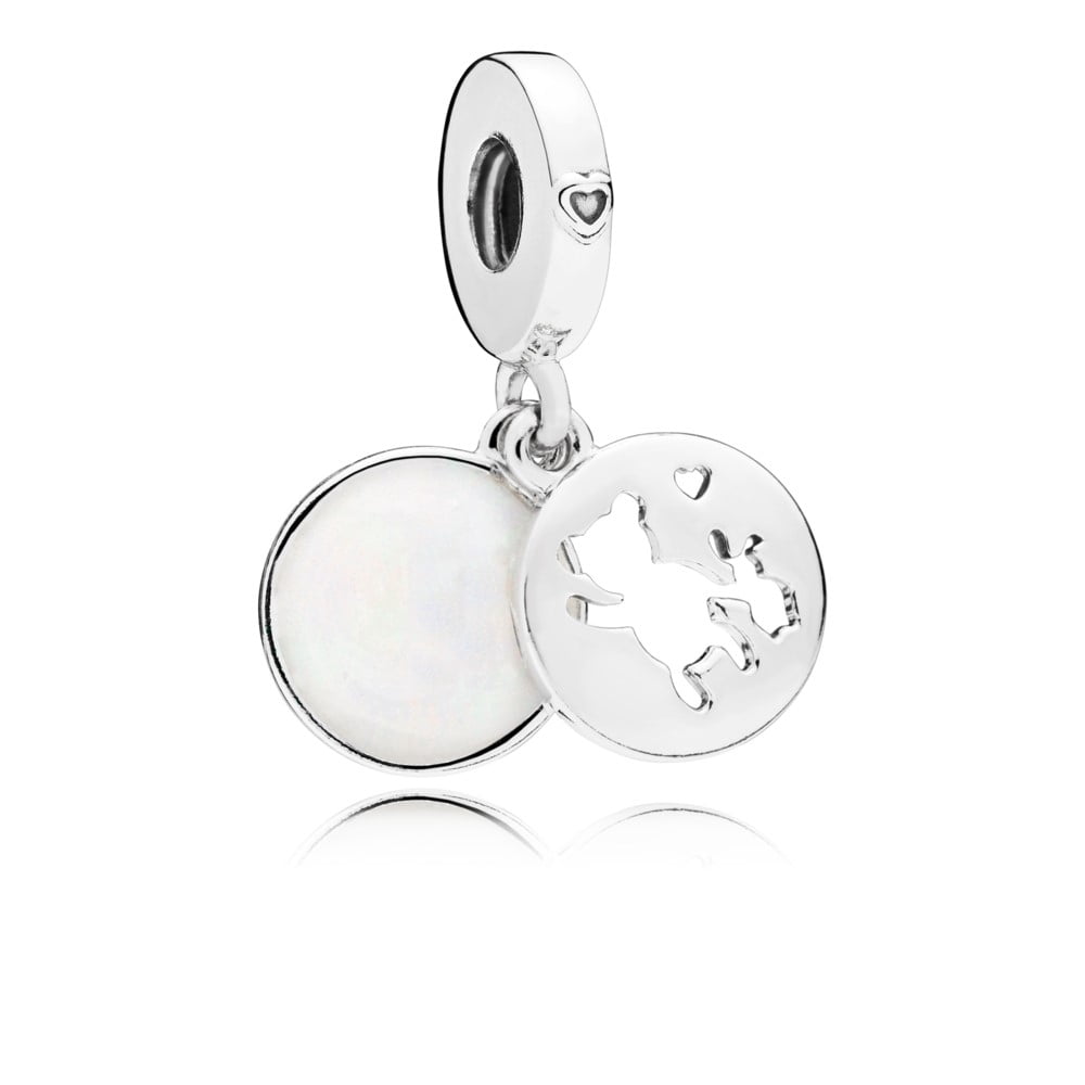 Teddy and rabbit dangle in sterling silver w/shimmering silve Charm 797035EN23