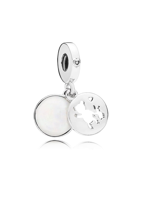 Teddy and rabbit dangle in sterling silver w/shimmering silve Charm 797035EN23