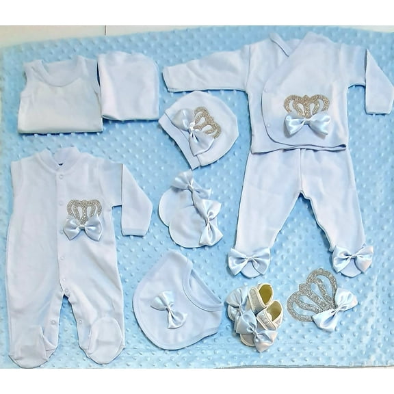 Teddy chickpeas blue 10-pc sets-new-born-0-to-3-month outfits for babies and newborns, toddlers, and children