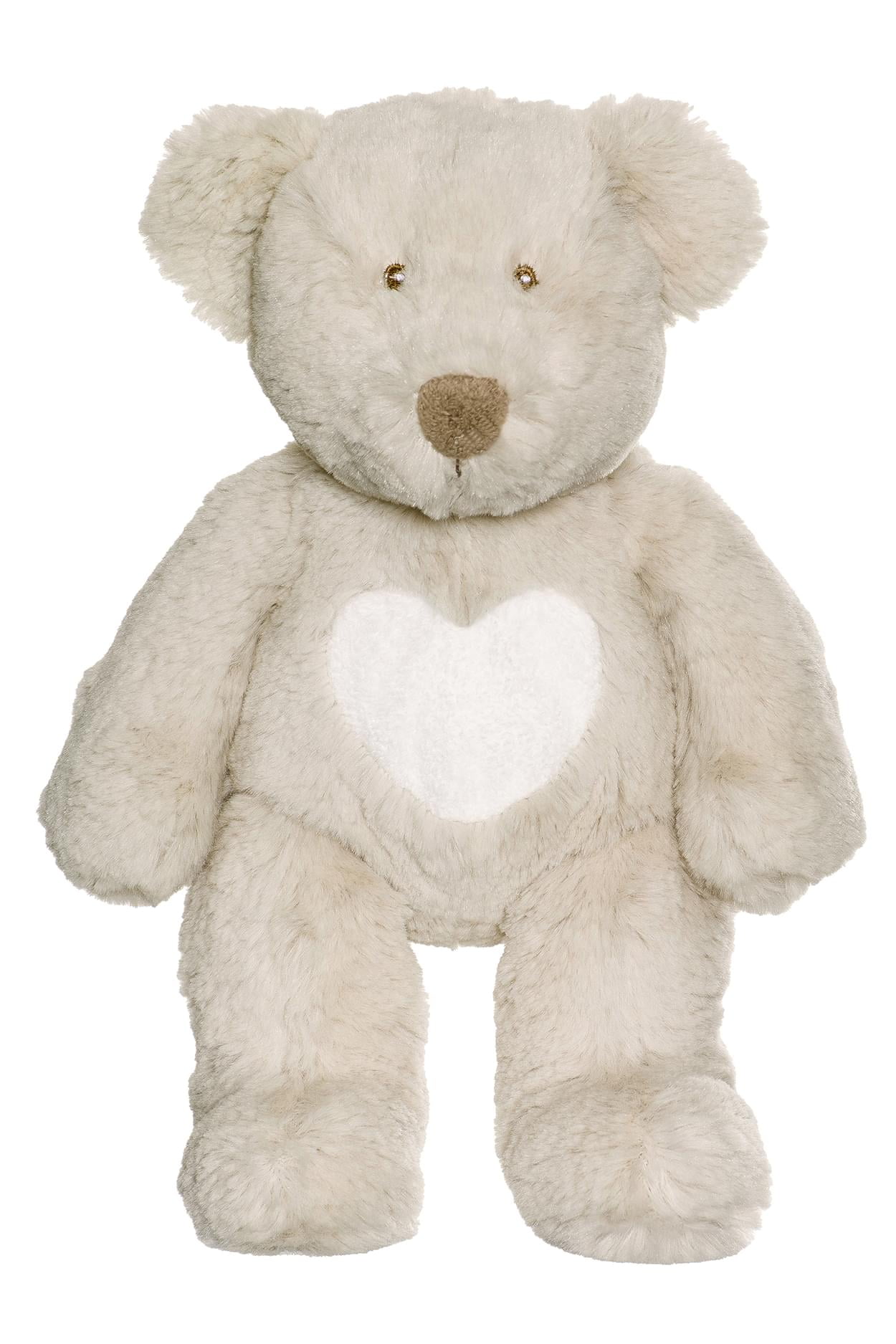 Medium Grey Plush Bear with White Heart Accent