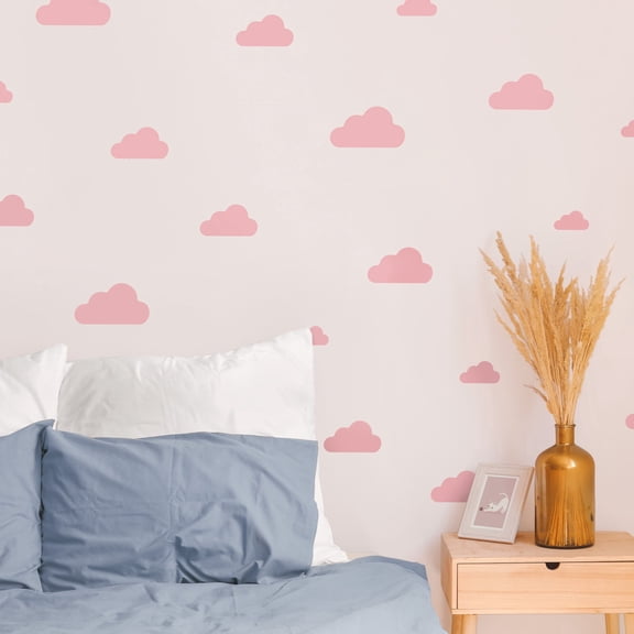 Teddylabels - Pink Clouds - Easy-to-Apply & Removable Wall Stickers