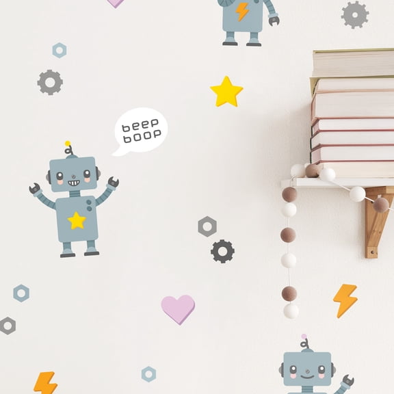 Teddylabels - Robot Decals - Easy-to-Apply & Removable Wall Stickers
