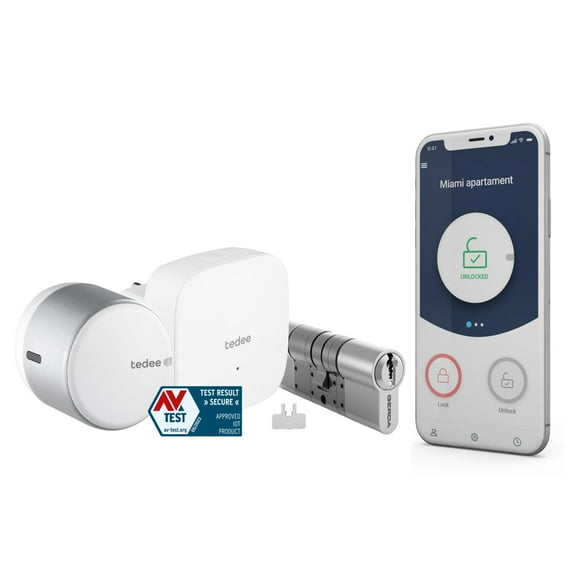 Tedee Go Retrofit Smart Lock for European Multipoint Locks and Mortise Locks - WiFi & Bluetooth Access with App, Web Portal, Link - Silver