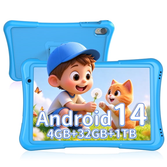 Tedpee Kids Tablet 10 inch, Android 14, Quad-core, Educational Tablet for Kids, 32GB ROM, 1TB Expansion, Parental Control Function(Blue)