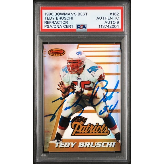 Tedy Bruschi 1996 Bowmans Best Refractor Signed Rookie Card #162 Auto PSA 9 2004