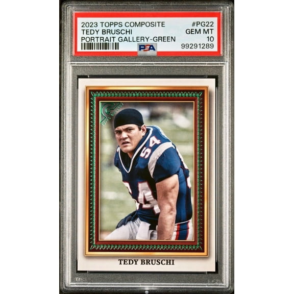 Tedy Bruschi 2023 Topps Portrait Gallery NFL #PG-22 Green 204/250 Card PSA 10