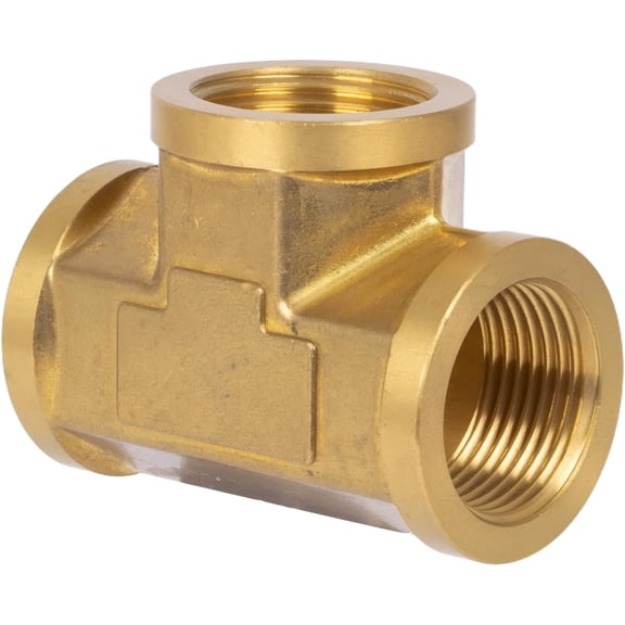 Tee 3/4" 3/4" 3/4" NPT Female, Brass Pipe Fitting, 3 Way Brass T Connector for Propane, Oil, Gas, Air Flow Systems, Corrosion Resistant, 1200 PSI Rated, 1 Pack