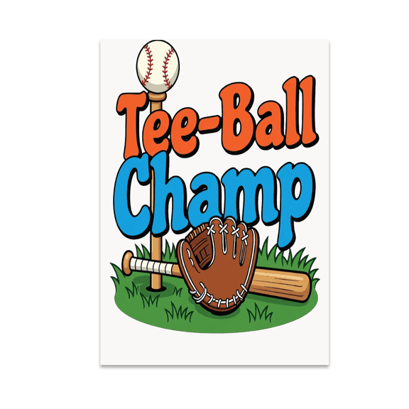 Tee-Ball Champ Colorful Poster Art - Kids Baseball Enthusiast - 13x19 Poster Print