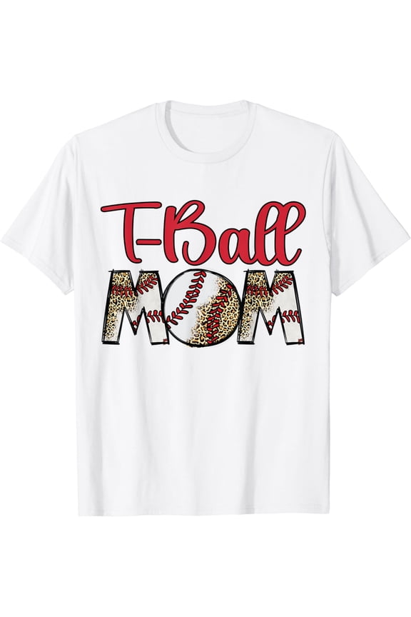Tee Ball Mom Leopard Tball Mom Mothers Day Baseball Game Day T-Shirt