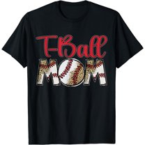 Tee Ball Mom Leopard Tball Mom Mothers Day Baseball Game Day T-Shirt