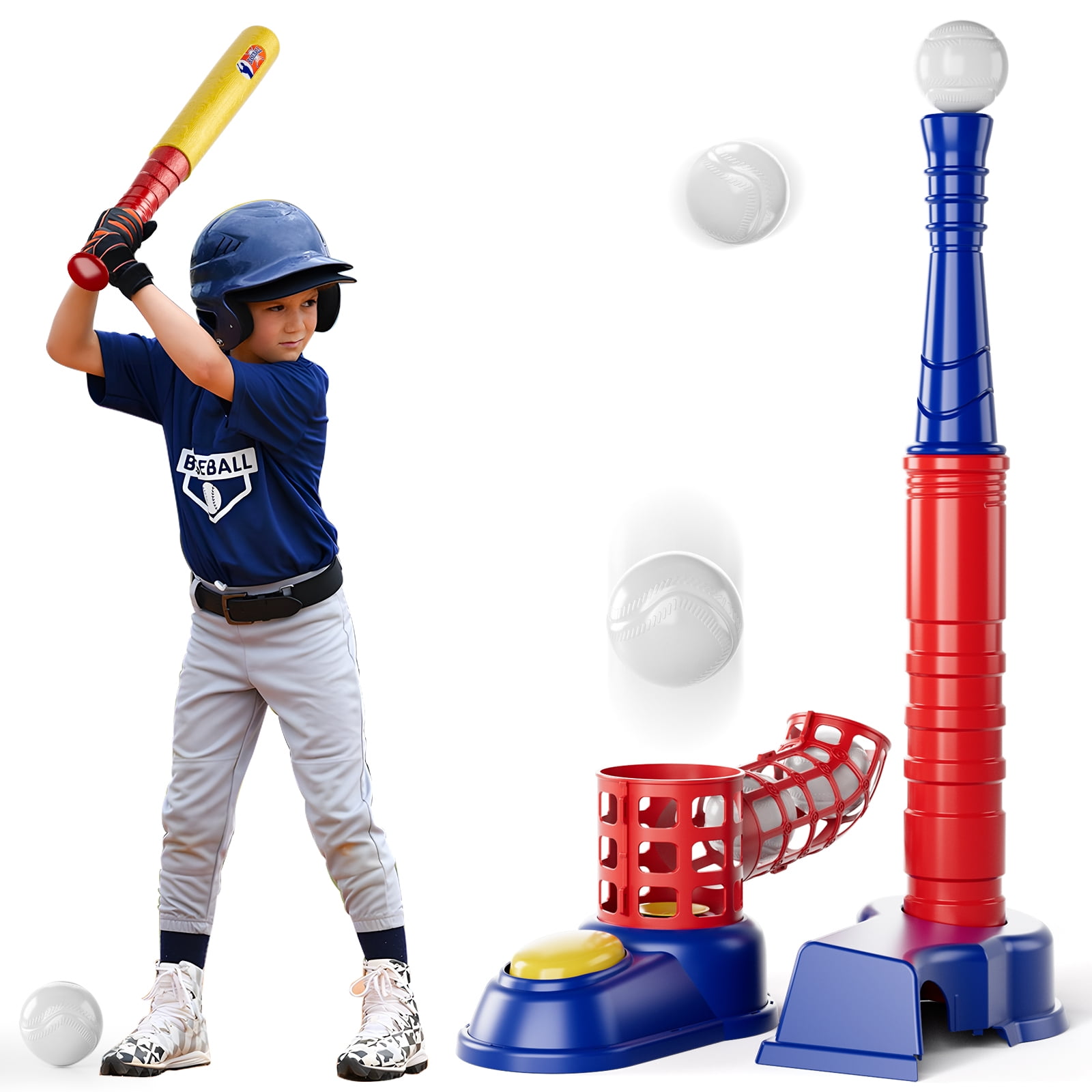 Tee Ball Set for Kids 35, Plastic Tball Play, Baseball Tee with 10