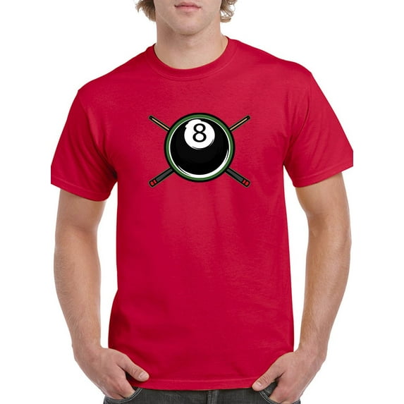 Tee Bangers Mens Graphic Tee - Pool 8-ball & Crossed Cue Sticks - Regular Fit 100% Cotton