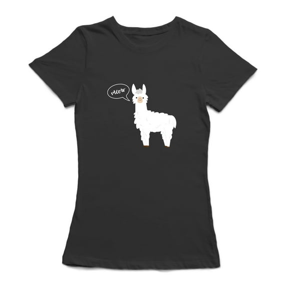 Tee Bangers Womens Graphic Tee - Llama Meow Graphic Design - Regular Fit 100% Cotton