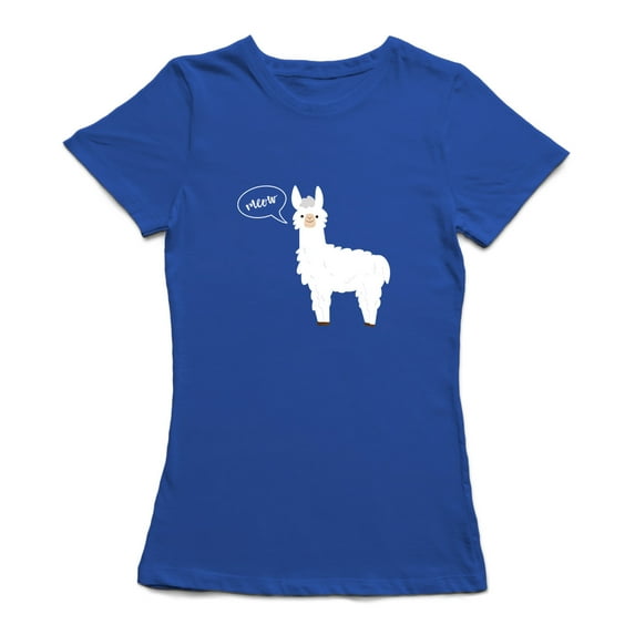 Tee Bangers Womens Graphic Tee - Llama Meow Graphic Design - Regular Fit 100% Cotton