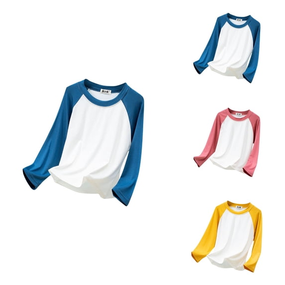 Tee Boys Girls Kids Raglan Long Sleeves T-Shirts Top for Child Toddler Youth - Back to School Outfits Fit Apparel