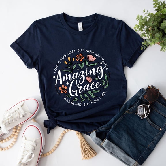 Tee Clo Amazing Grace Shirt, Floral Shirt, Christian Shirt, Bible Verses Shirt, Jesus Shirt, Faith Shirt, Religious Shirt, Flowers Shirt, Church Tee All Size S-5XL, Full Size S-5XL