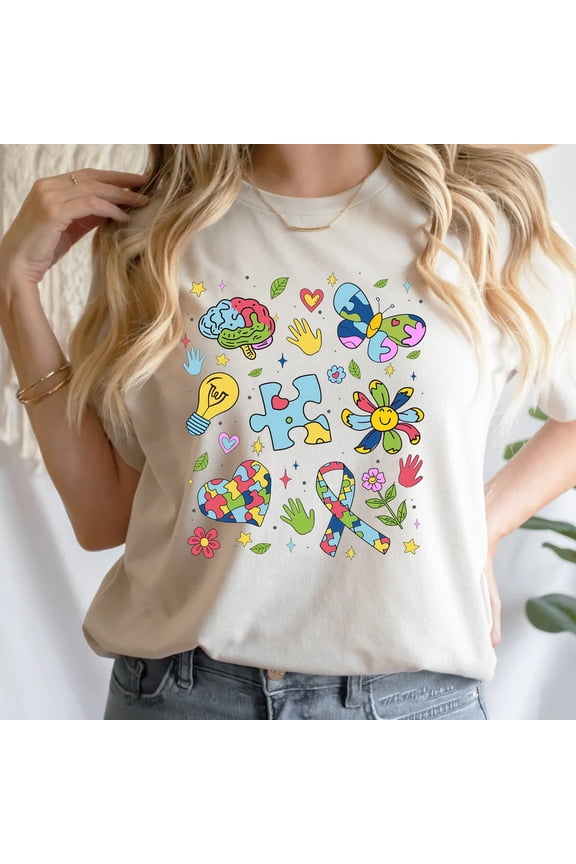 Autism Mom T-Shirt Celebrate Minds Of All Kinds Awareness Support Tee, Full Size S-5XL