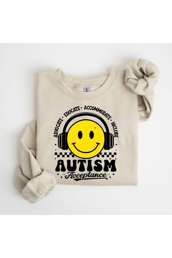 Autism Support Sweatshirt Puzzle Pieces Awareness Design Colorful Print, Full size S-5XL