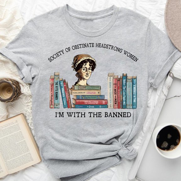 Tee Clo Banned Books T-Shirt Feminist Reading Lover Empowerment Graphic Tee, Full Size S-5XL