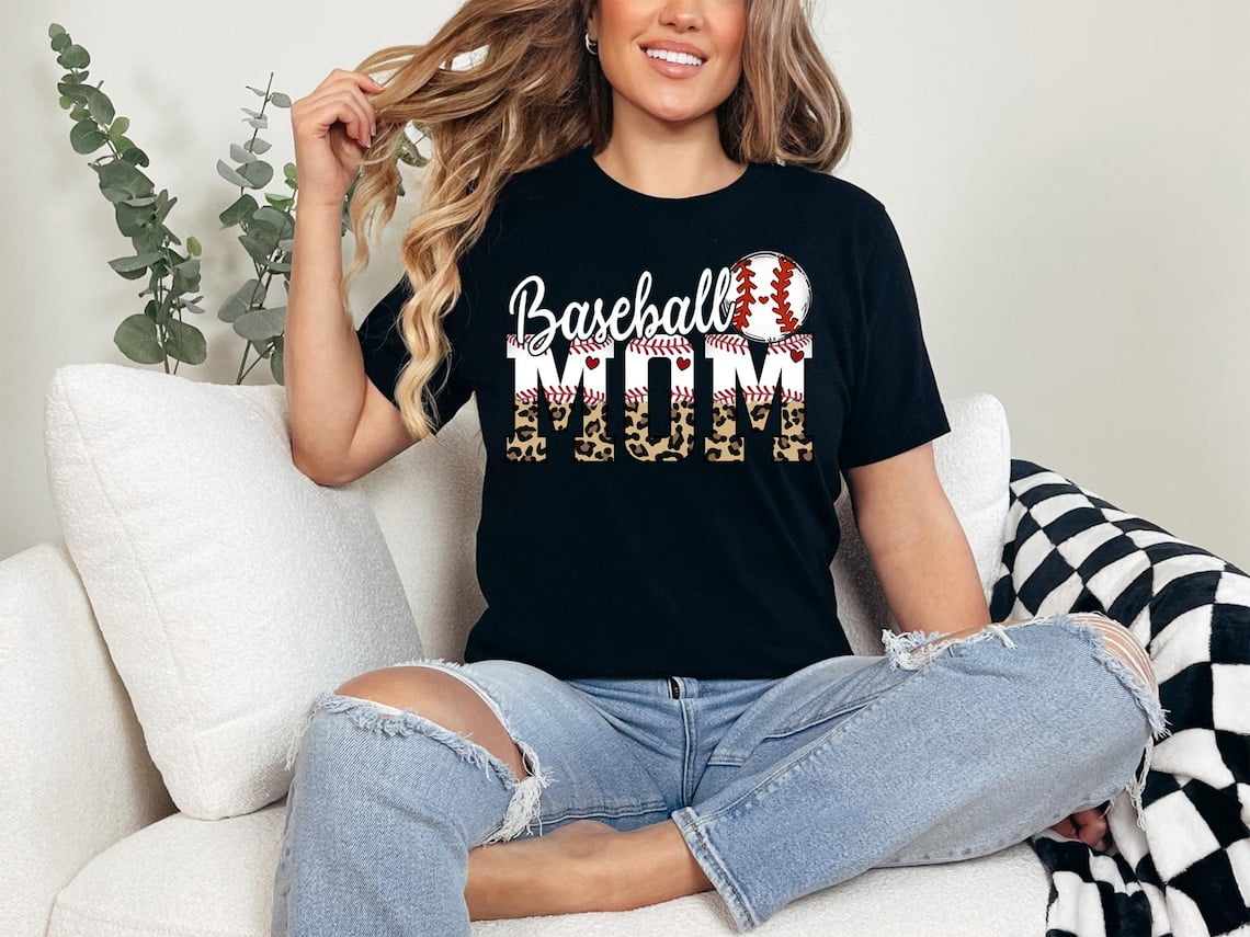 Tee Clo Baseball Mom T-Shirt Baseball Game Day T-Shirt Sports Fan Baseball Season Tee, Full Size S-5XL