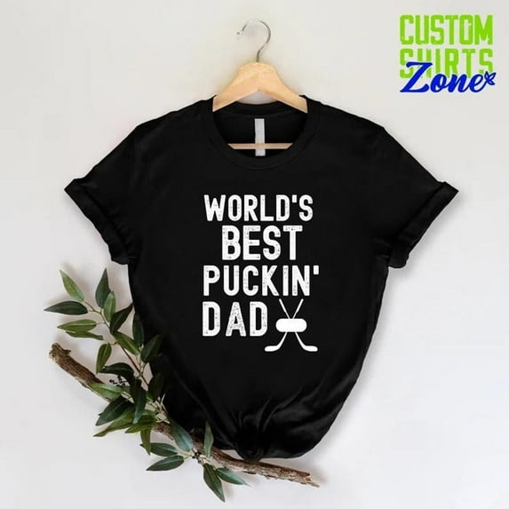Tee Clo Best Puckin Dad Ever T-Shirt Hockey Father Sports Graphic Tee, Full Size S-5XL